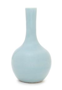 A Small Chinese Claire-de-Lune Glazed Porcelain Bottle Vase Height 5 1/2 inches.