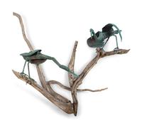 A Copper and Driftwood Wall Sculpture with Two Herons