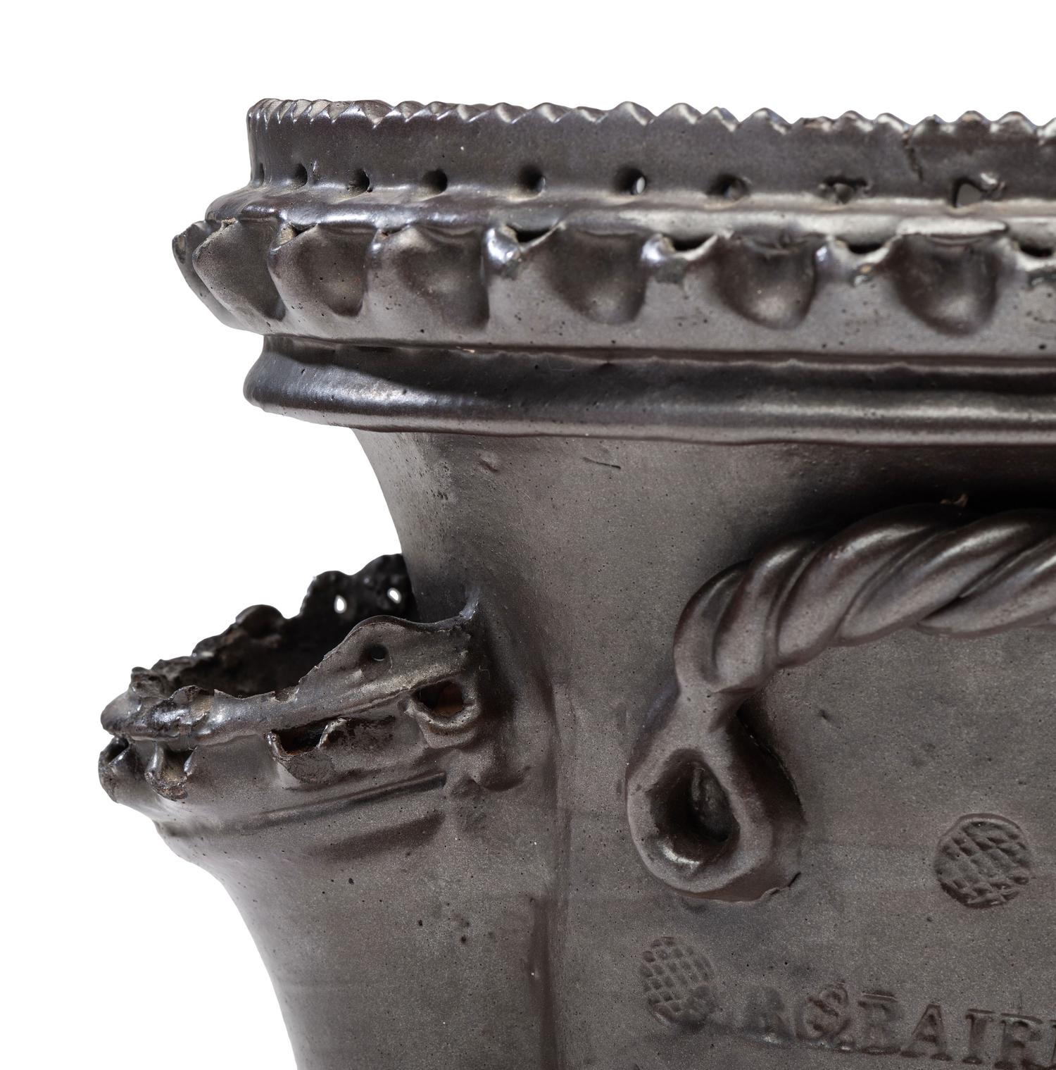 An Albany Glaze Stoneware Flower Pot