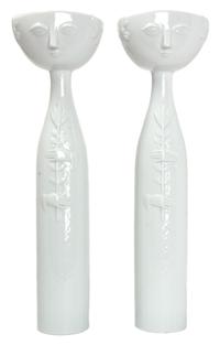 A Pair of Bjorn Wiinblad Blanc de Chine Vases Height 14 inches. — MID-20TH CENTURY