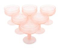A Set of Pink Molded and Frosted Glass Stemware Articles