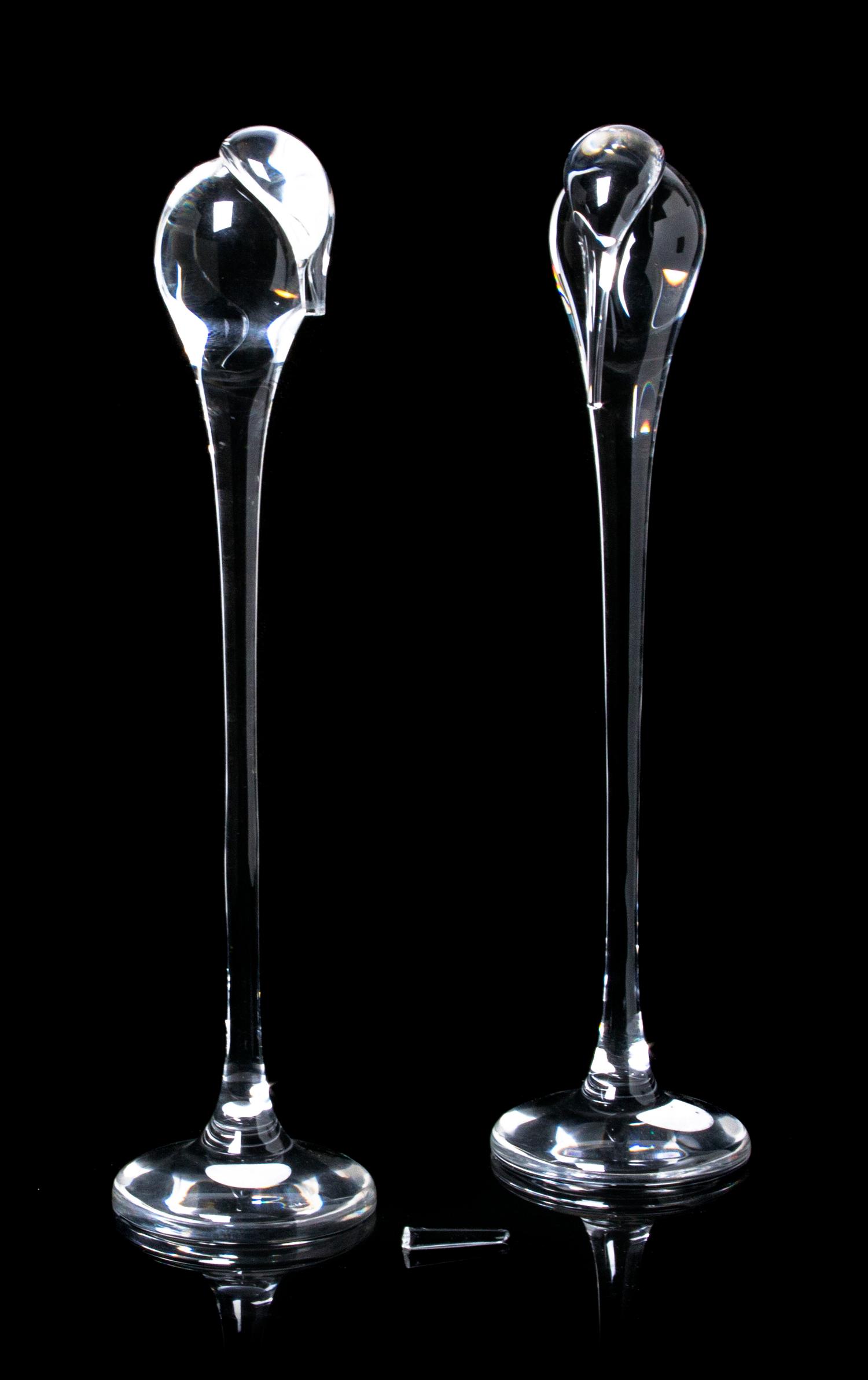 Two Steuben Glass Sculptures, Height of taller 13 1/4 inches.