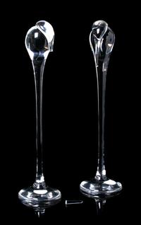 Two Steuben Glass Sculptures, Height of taller 13 1/4 inches.