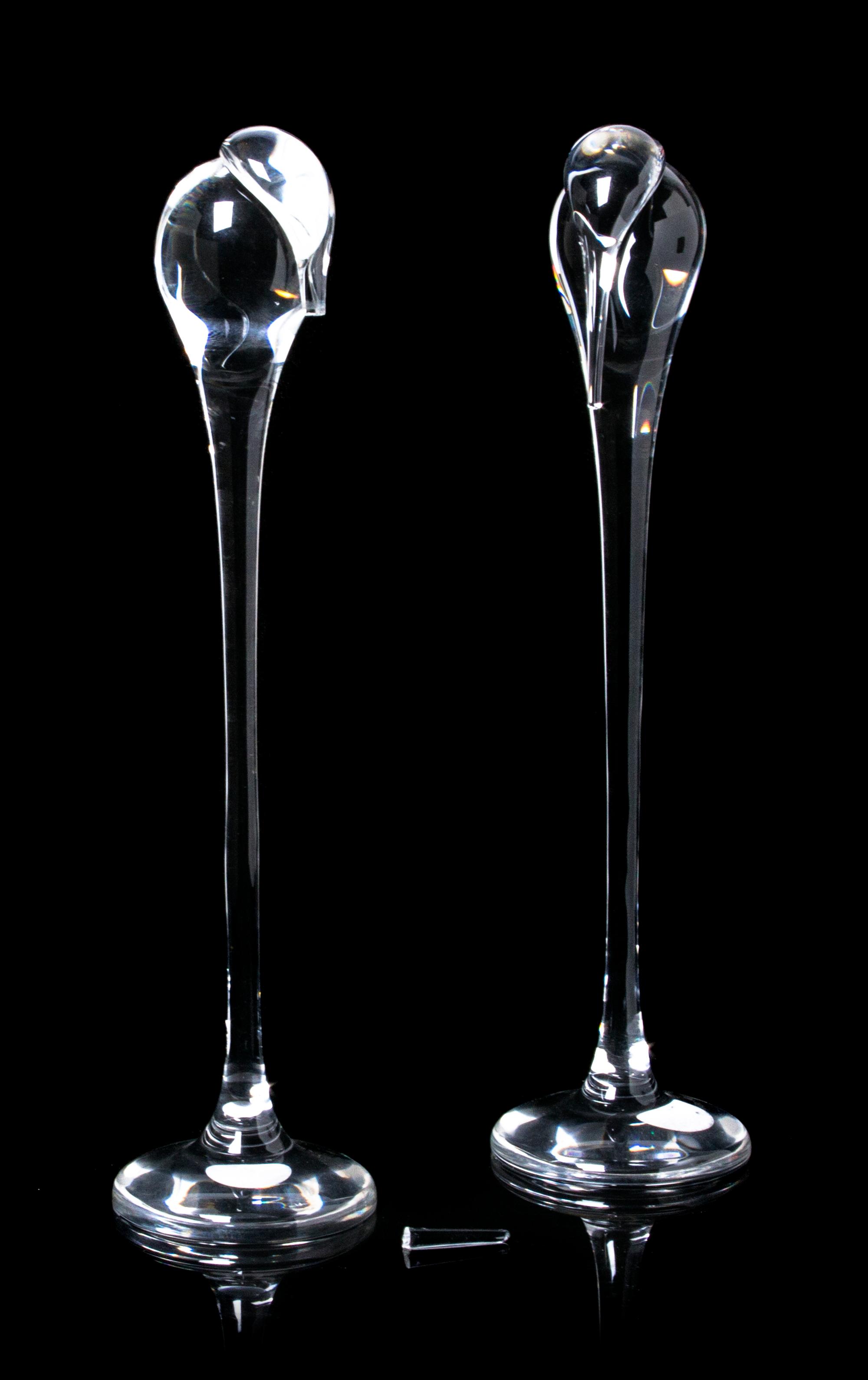 Two Steuben Glass Sculptures, Height of taller 13 1/4 inches.