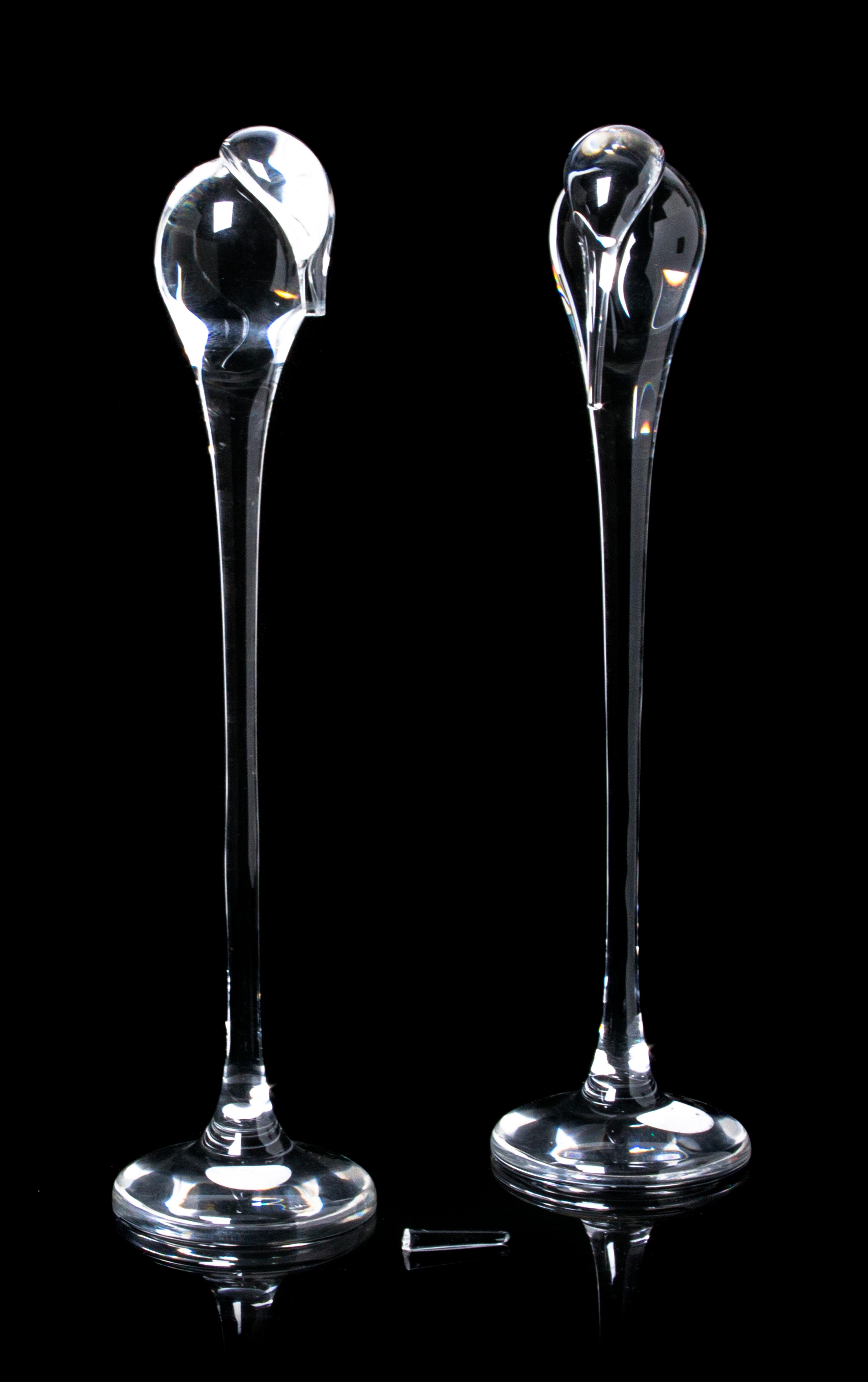 Two Steuben Glass Sculptures, Height of taller 13 1/4 inches.