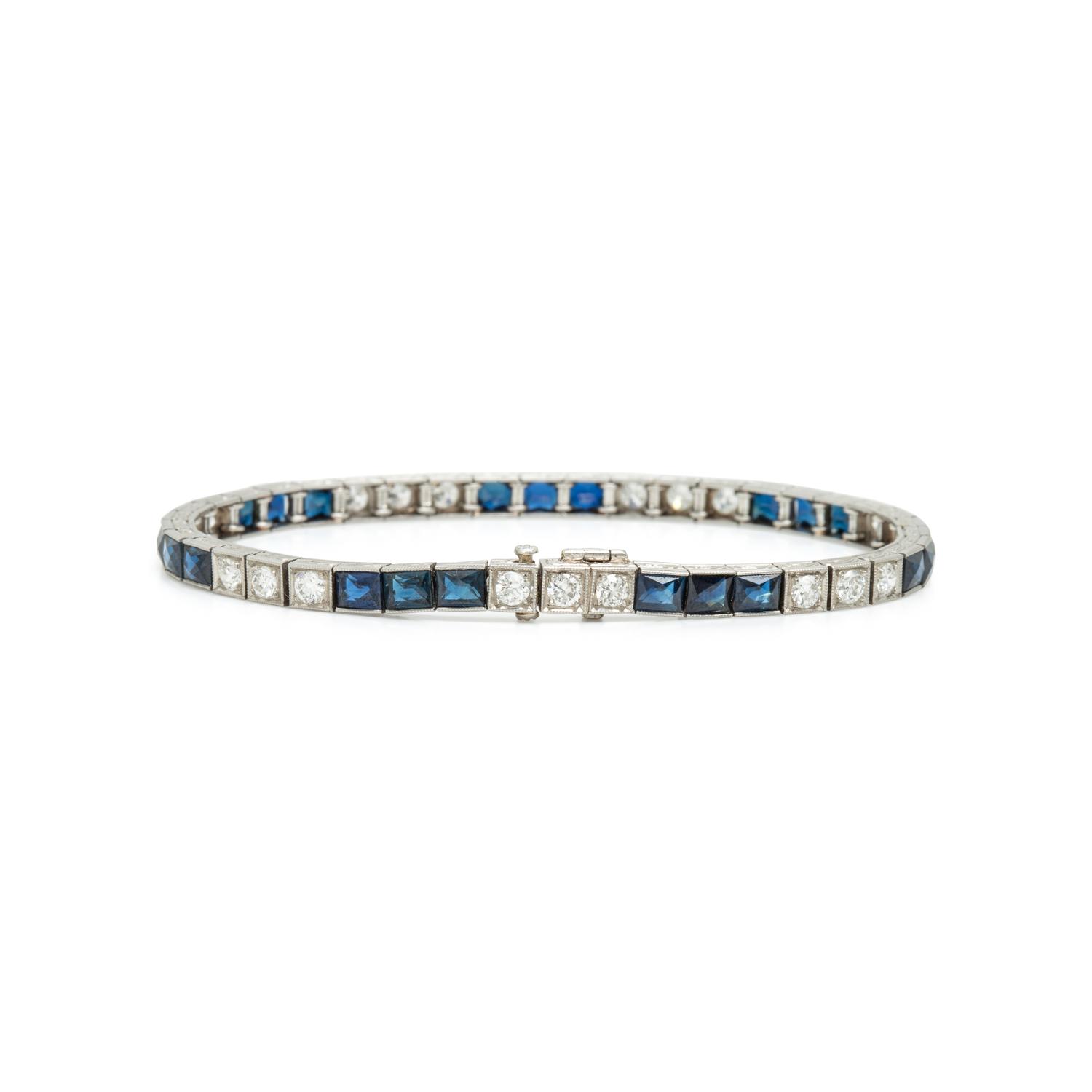 Sapphire and Diamond Line Bracelet