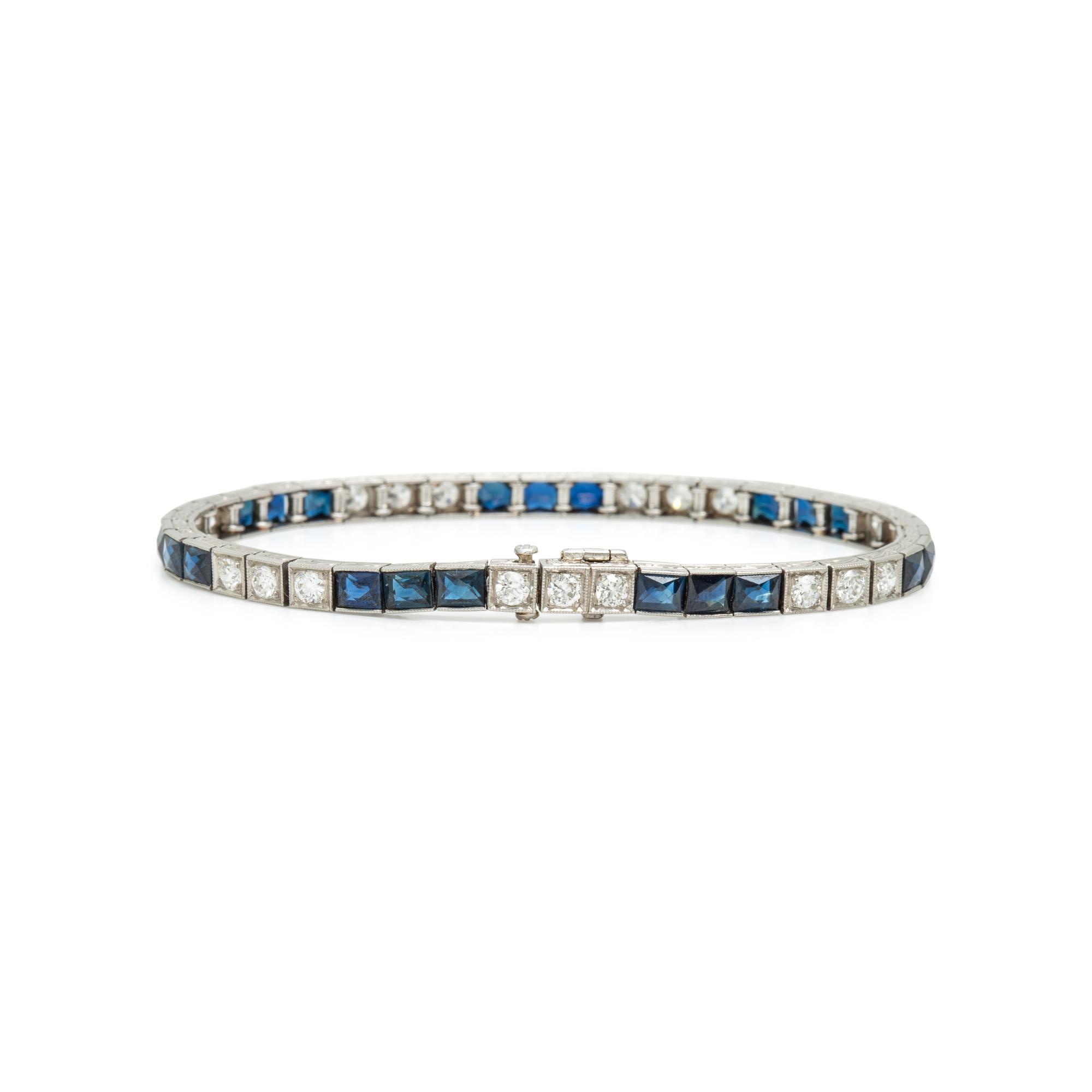 Sapphire and Diamond Line Bracelet