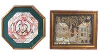 Two Framed Shell Work Valentines First mentioned 10 1/2 x 10 1/2 inches.