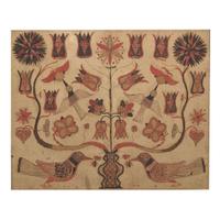 A Fraktur Drawing: A Flowering Vine with Birds Early 19th-century