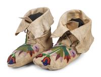 Plateau Beaded Hide Soft-Soled Hightop Moccasins