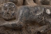 A Chinese Monumental Relief Carved Stone Figural Steele of a Warrior