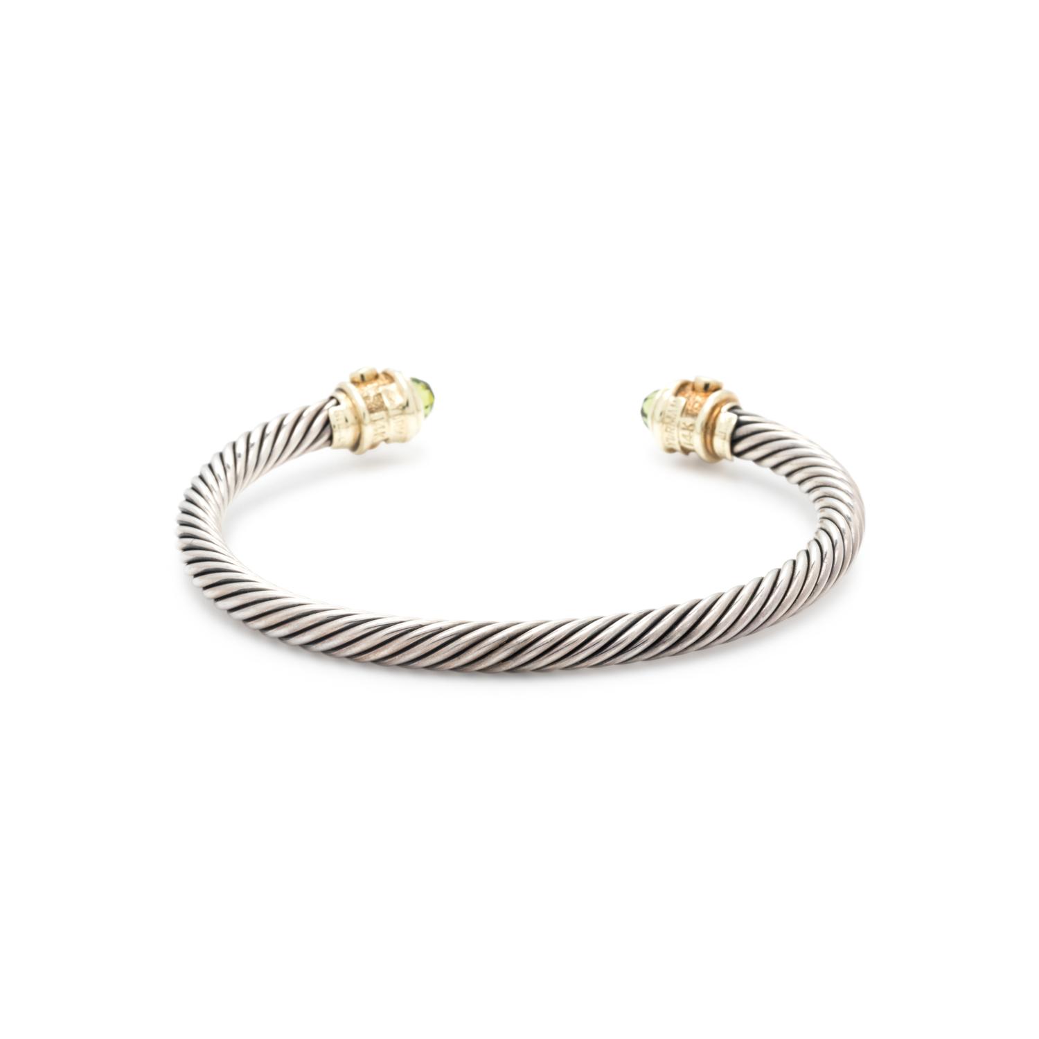 DAVID YURMAN, STERLING SILVER, YELLOW GOLD AND GEMSTONE 'RENAISSANCE' CUFF BRACELET