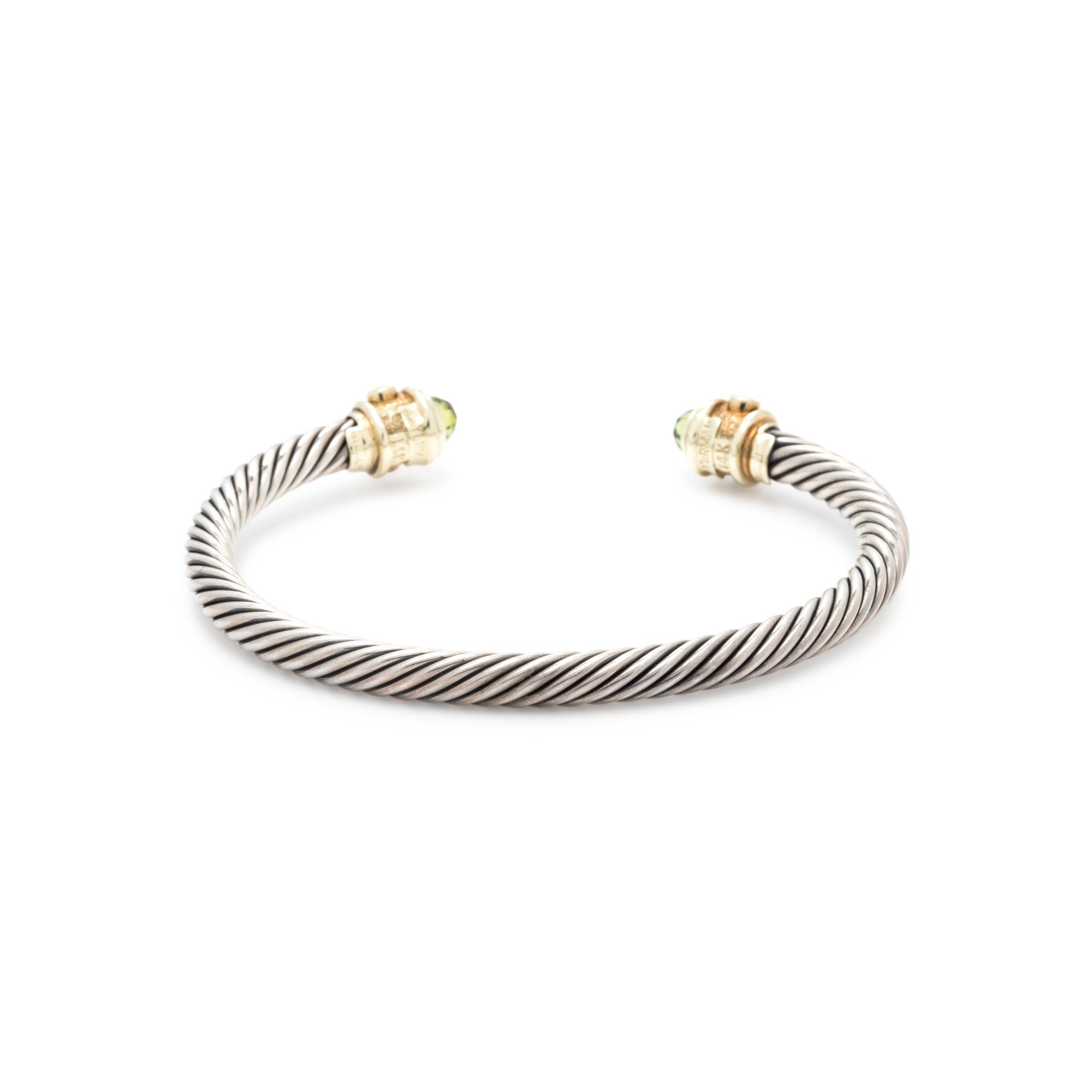 DAVID YURMAN, STERLING SILVER, YELLOW GOLD AND GEMSTONE 'RENAISSANCE' CUFF BRACELET