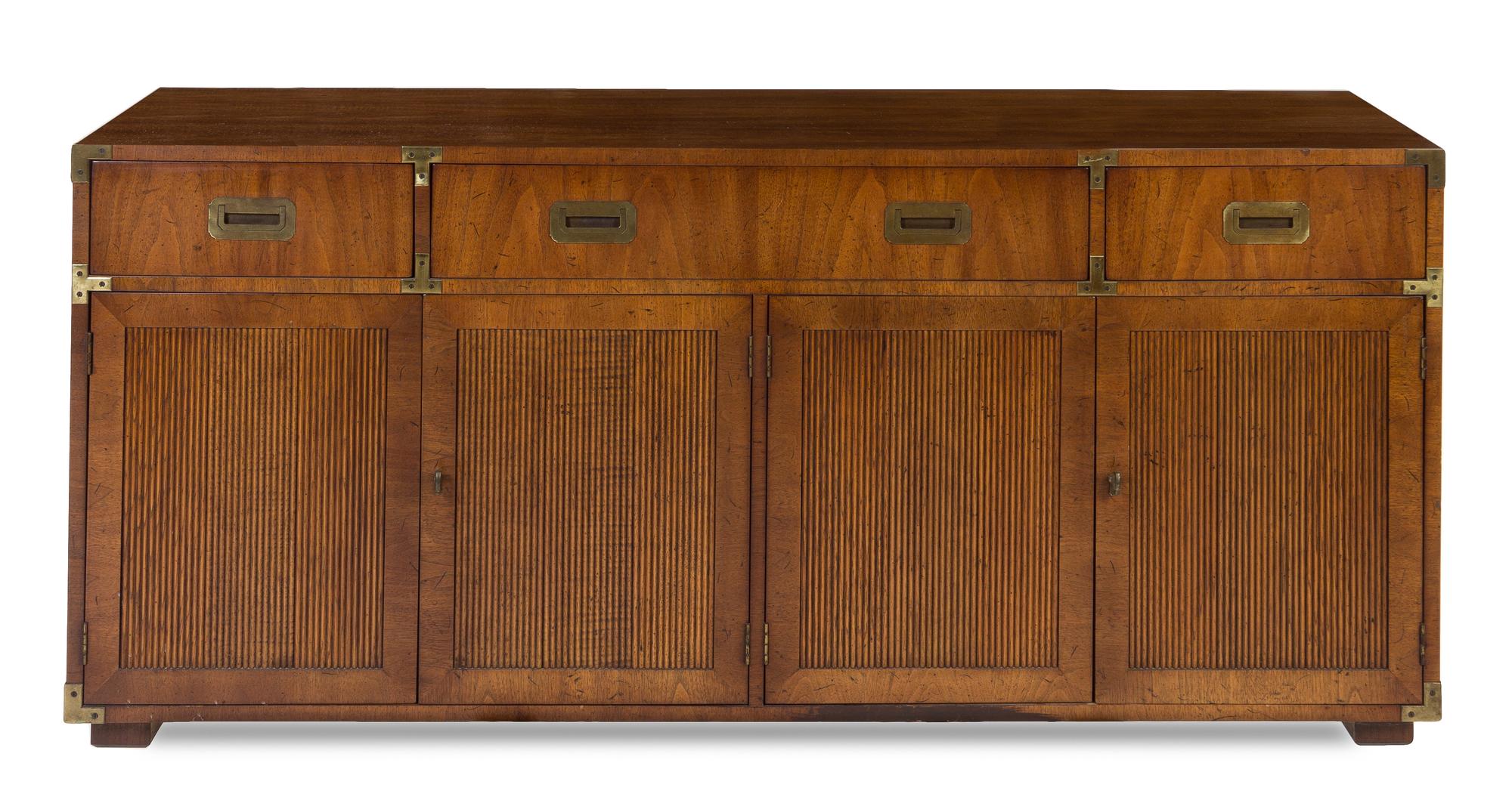 A Campaign Style Brass Banded Chest Height 30 x width 68 x depth 19 inches. — 20TH CENTURY