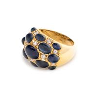 SAPPHIRE AND DIAMOND BOMBE RING
