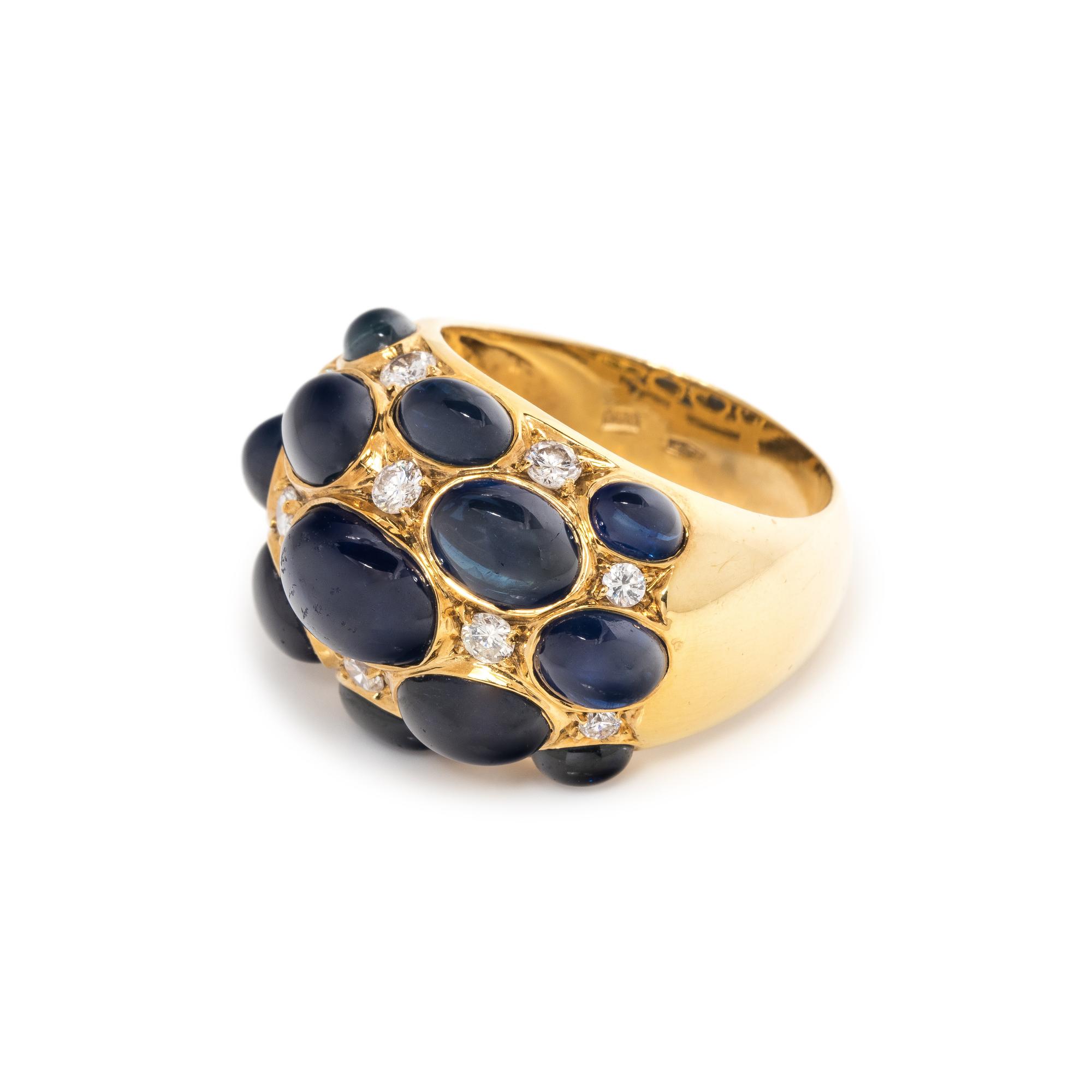 SAPPHIRE AND DIAMOND BOMBE RING