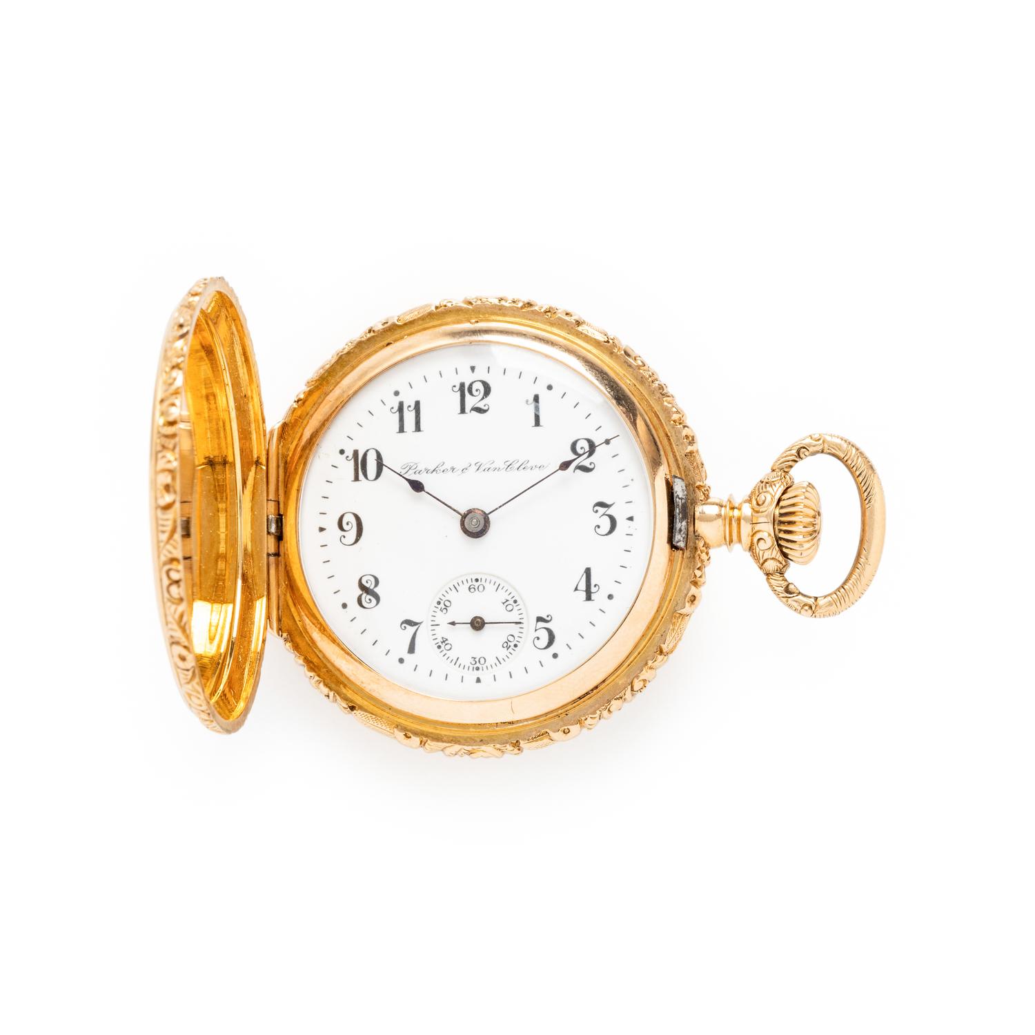 PARKER & VAN CLEVE, A.W.C. CO., 14K YELLOW GOLD POCKET WATCH