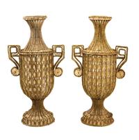 A Pair of Louis XV Style Wire and Glass Covered Urns Height 26 1/2 inches. — 19TH CENTURY
