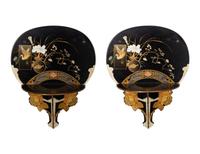 A Pair of Victorian 'Japonesque' Painted Fan-Form Wall Brackets