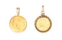 A Collection of Yellow Gold Coin Pendants, 20.60 dwts.