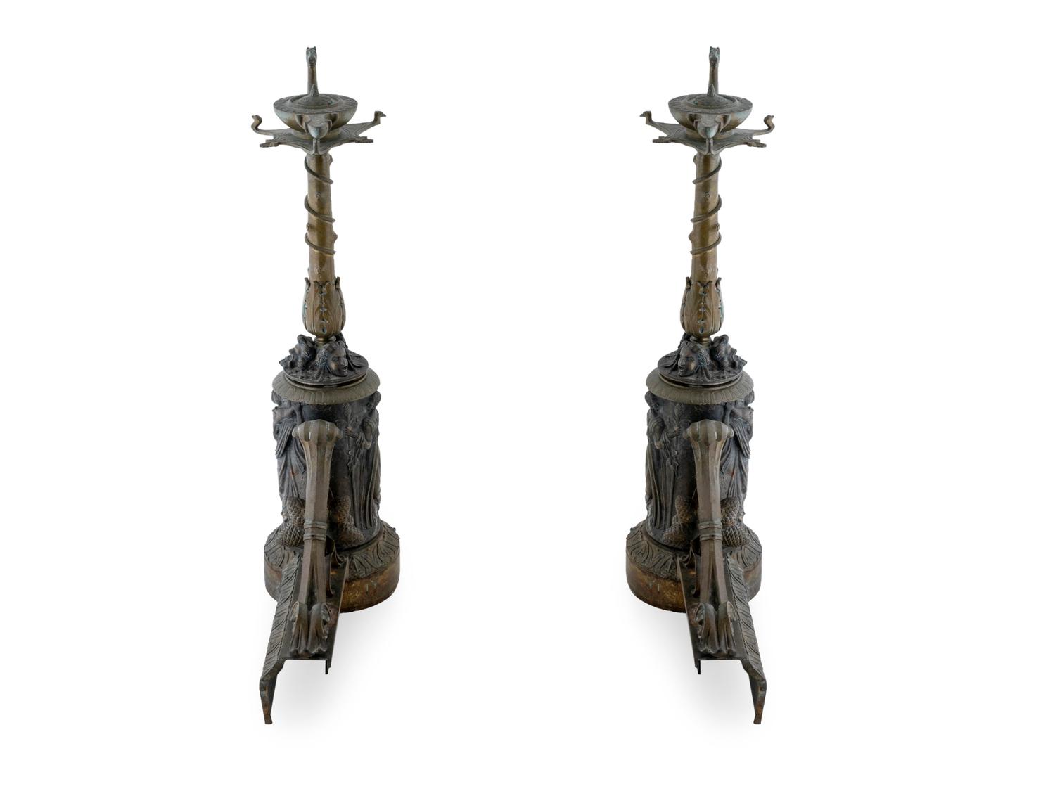 A Pair of Neoclassical Style Gilt-Metal Chenets — LATE 19TH/EARLY 20TH CENTURY