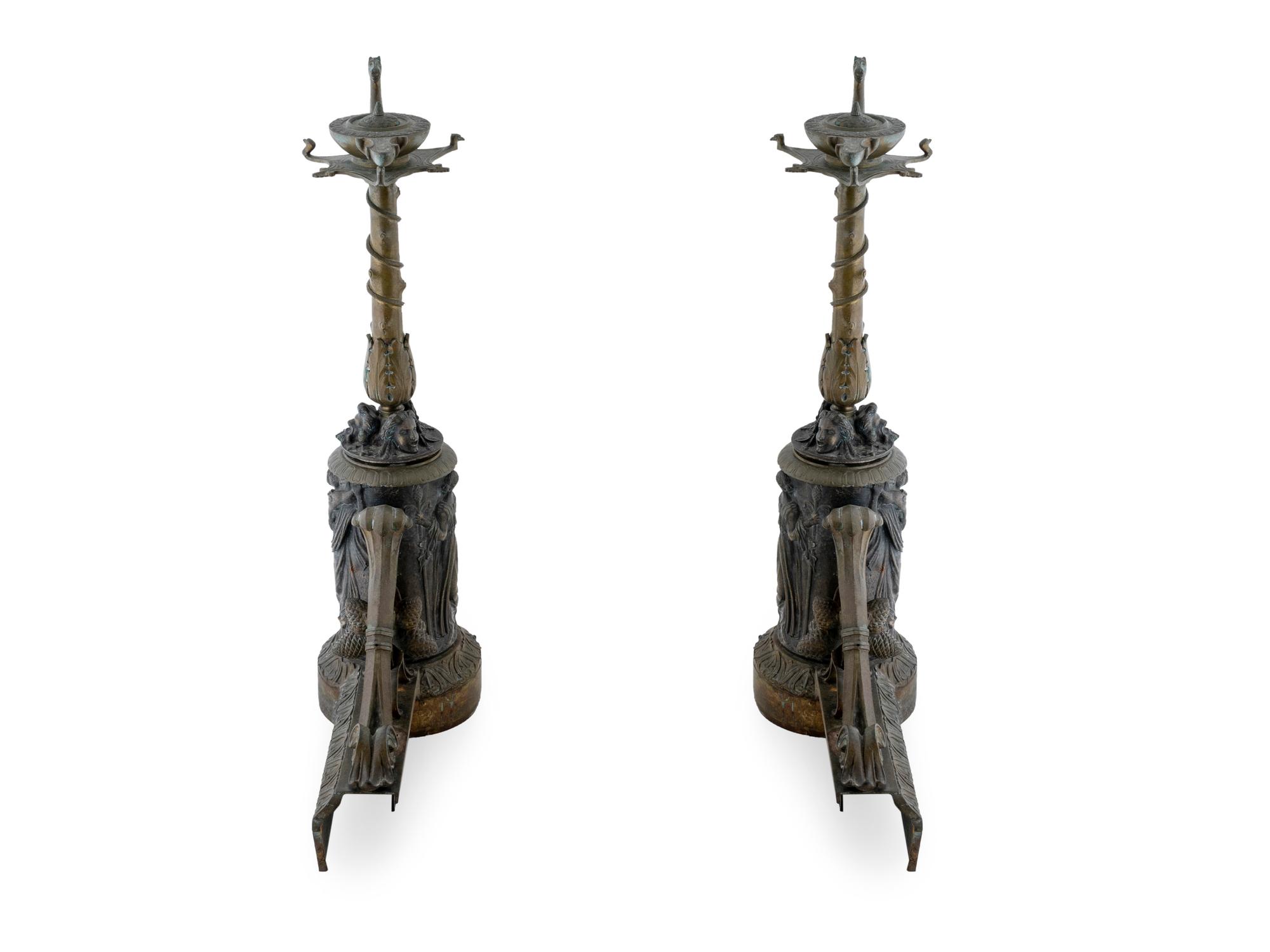 A Pair of Neoclassical Style Gilt-Metal Chenets — LATE 19TH/EARLY 20TH CENTURY