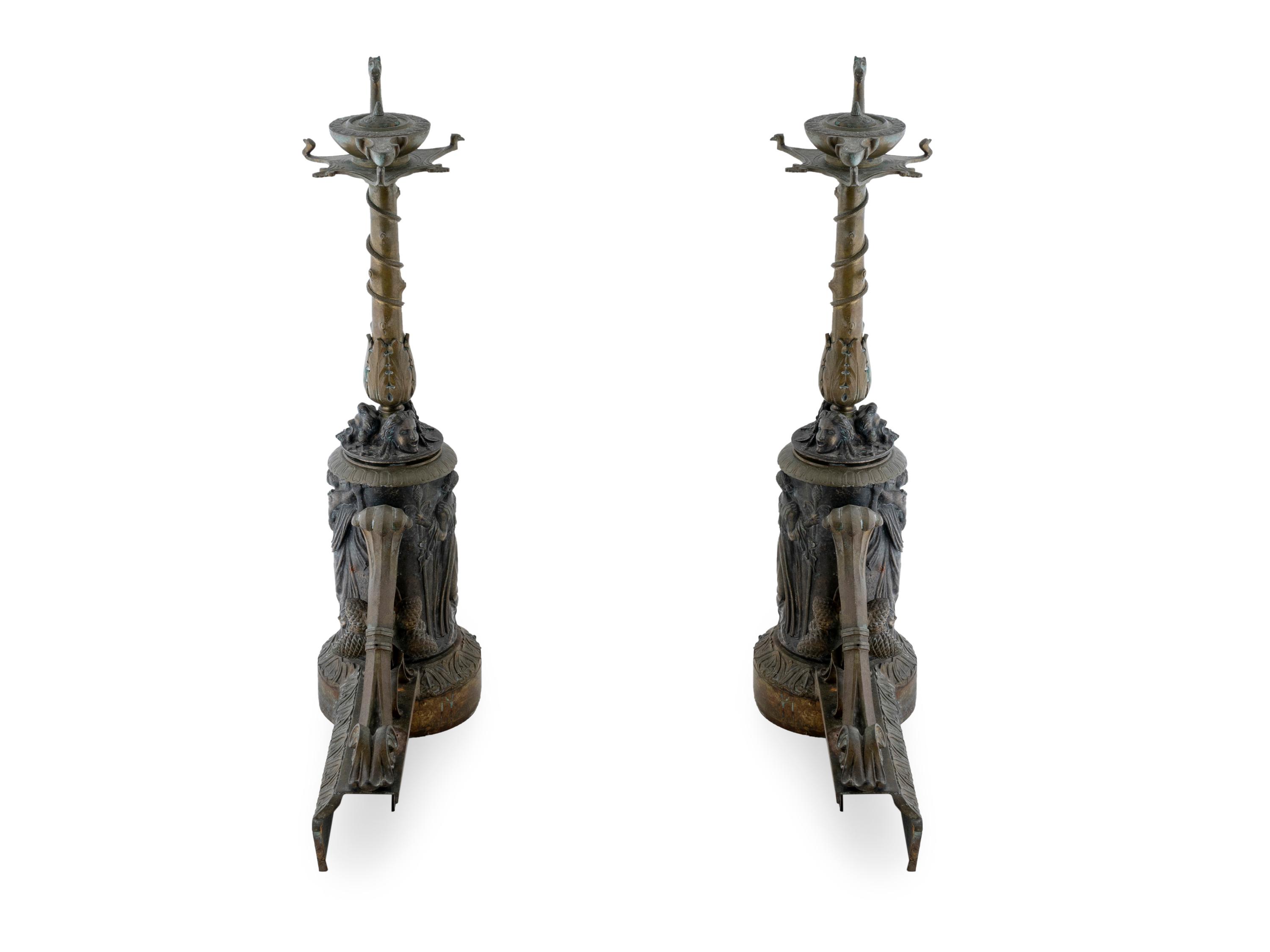 A Pair of Neoclassical Style Gilt-Metal Chenets — LATE 19TH/EARLY 20TH CENTURY