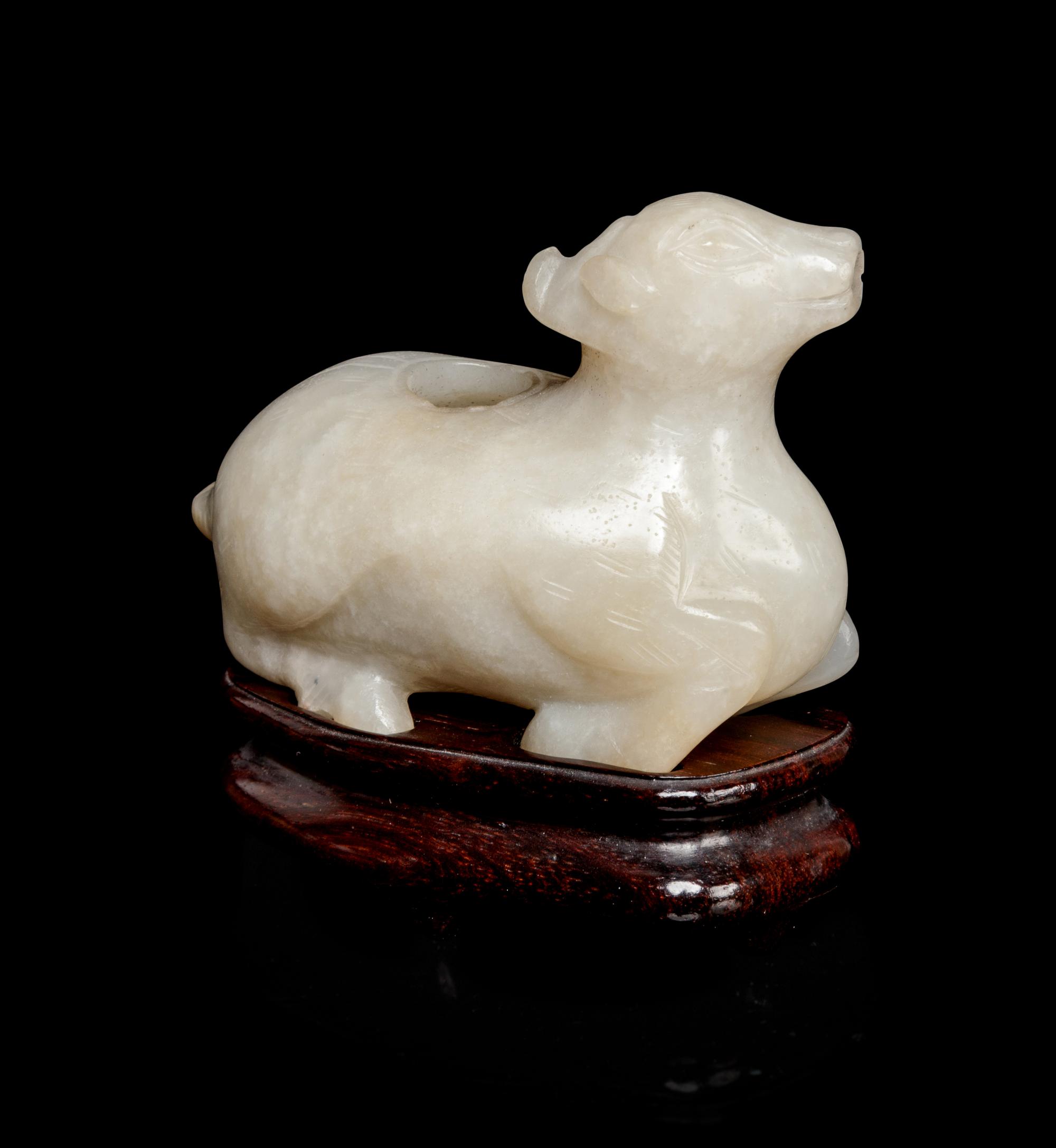 A White Jade Ram-Form Water Dropper