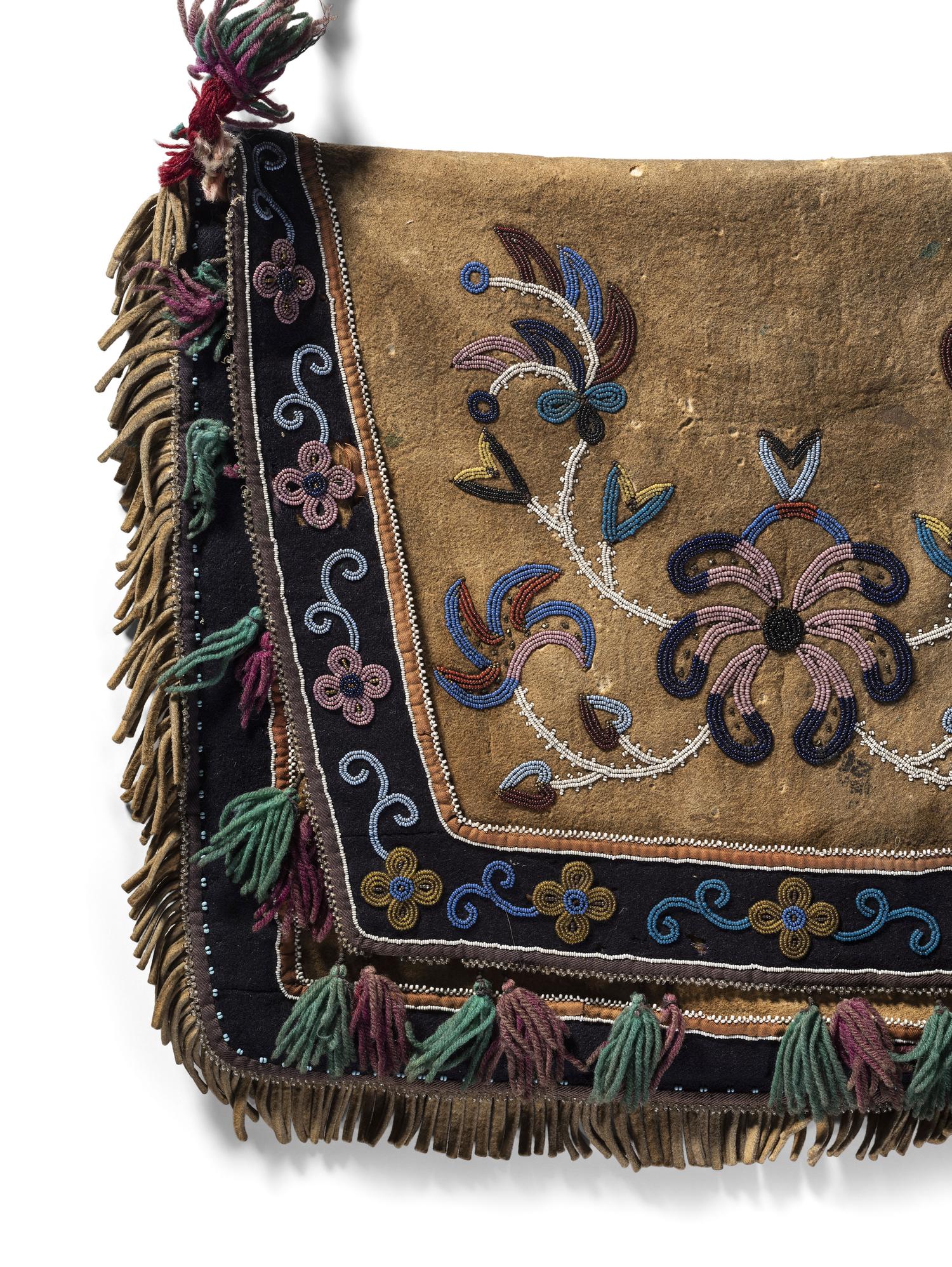 Metis Beaded Smoke Tanned Moose Hide Sled Bag