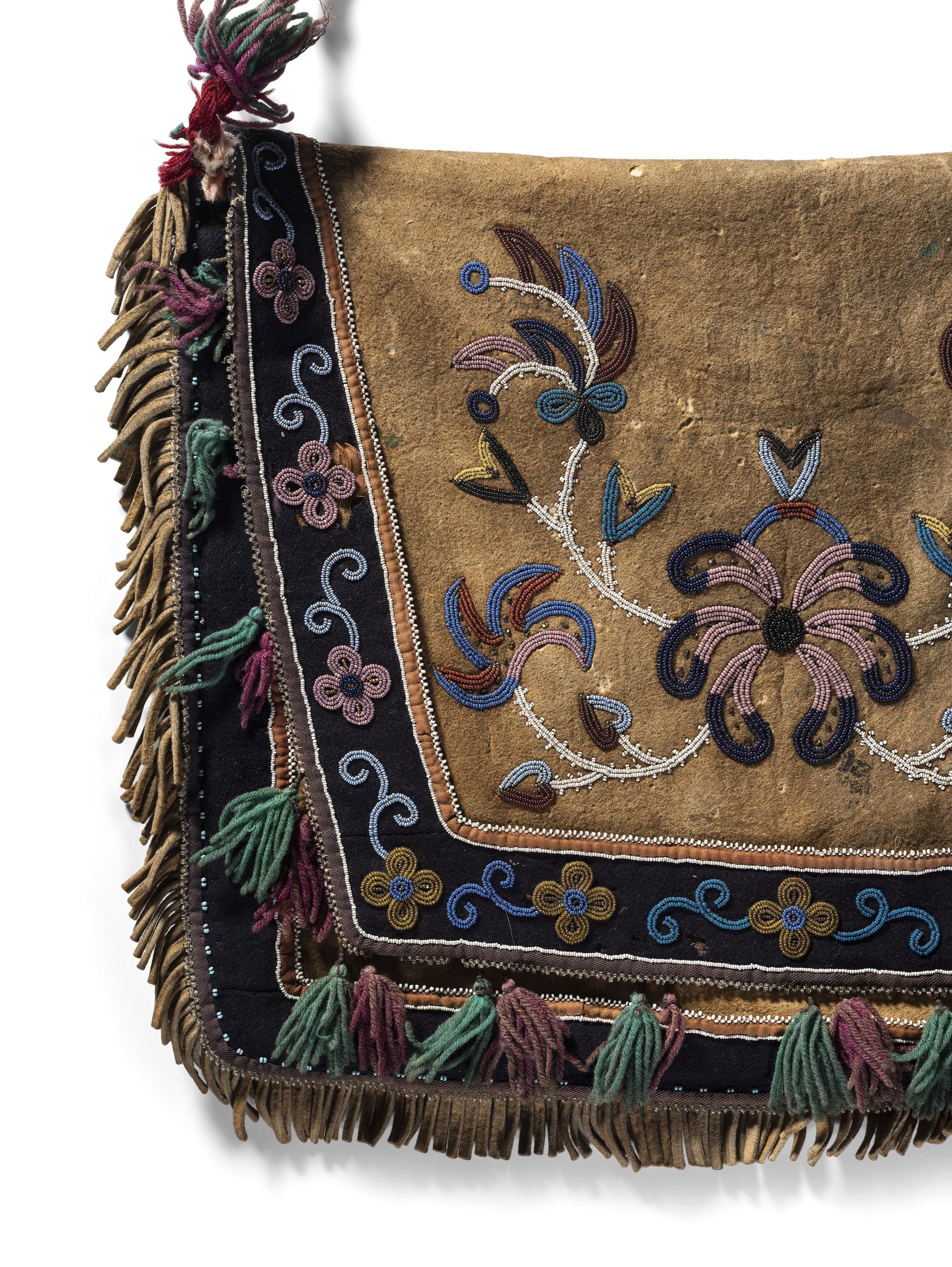Metis Beaded Smoke Tanned Moose Hide Sled Bag
