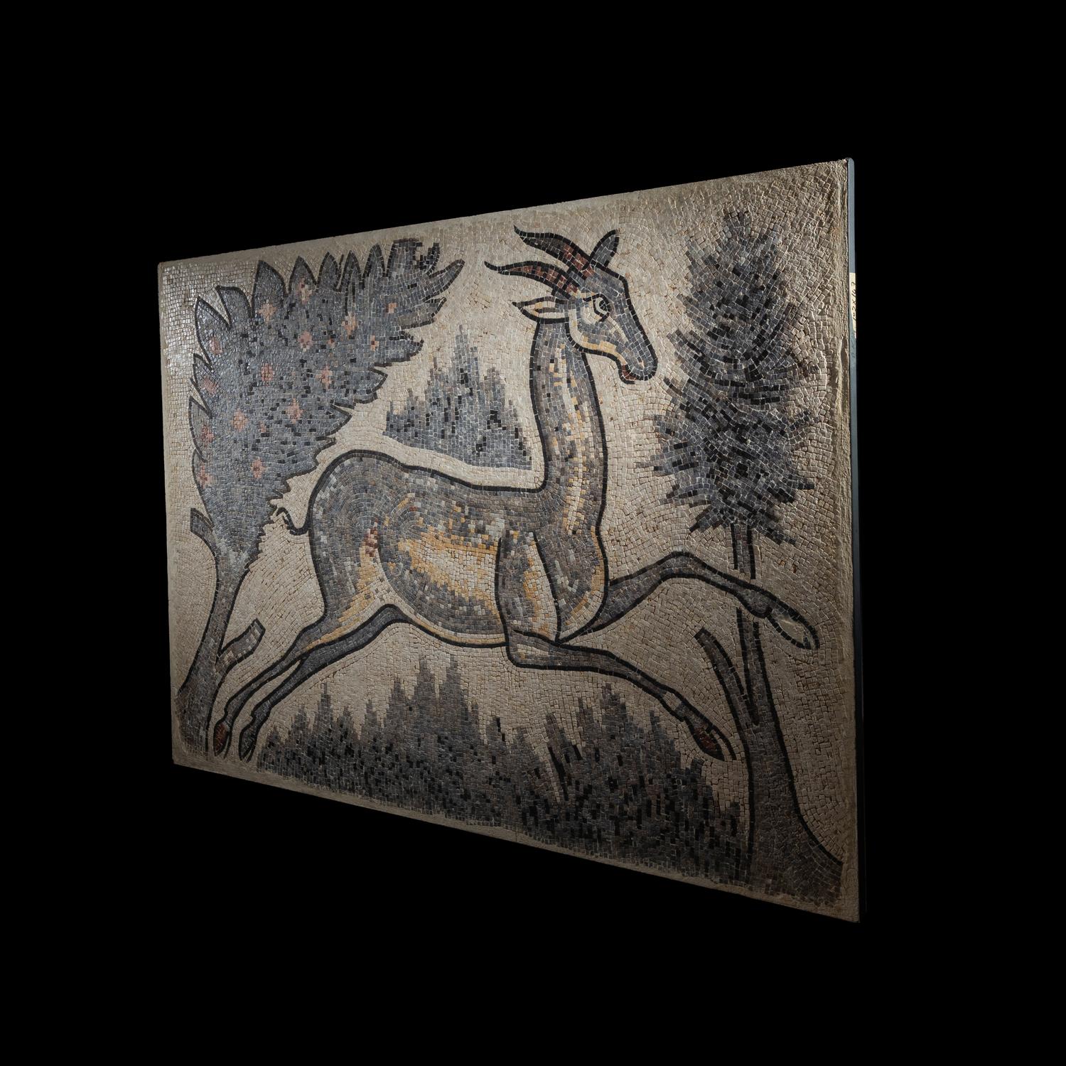 A Late Roman Mosaic Panel with a Leaping Ibex