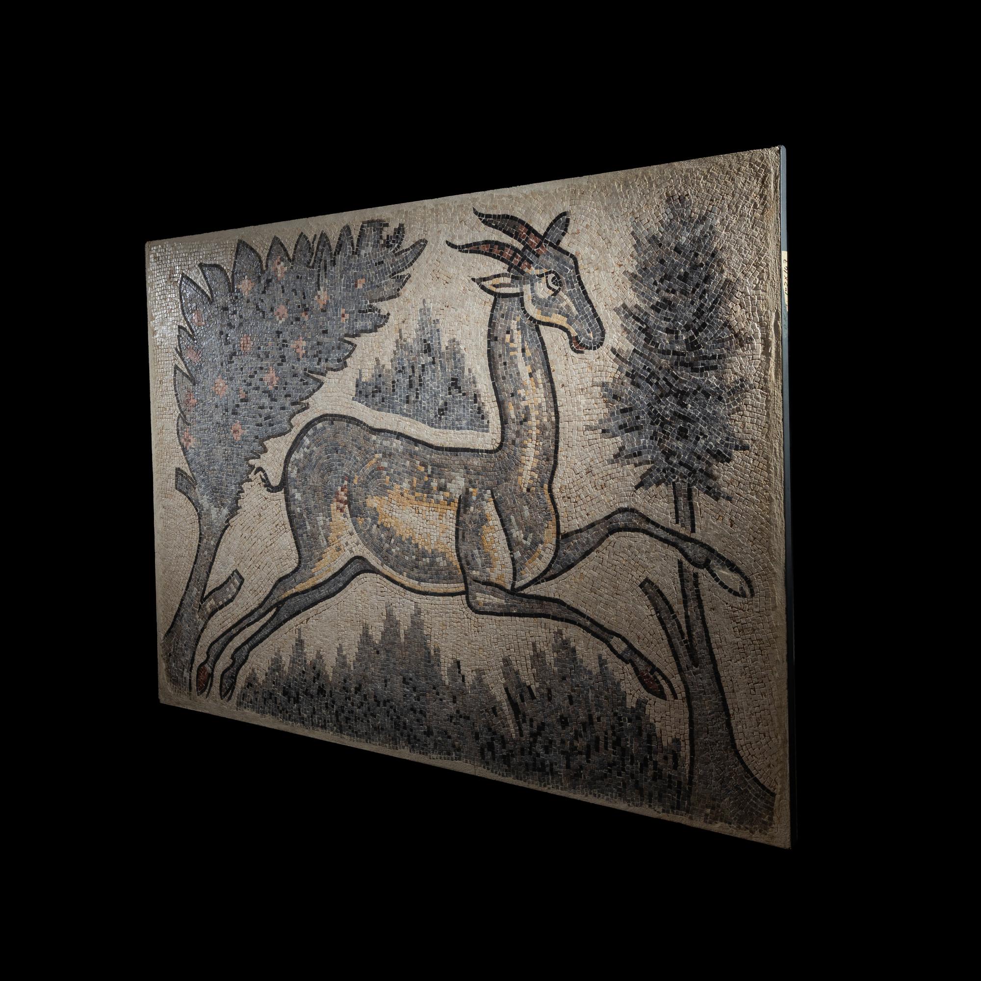 A Late Roman Mosaic Panel with a Leaping Ibex