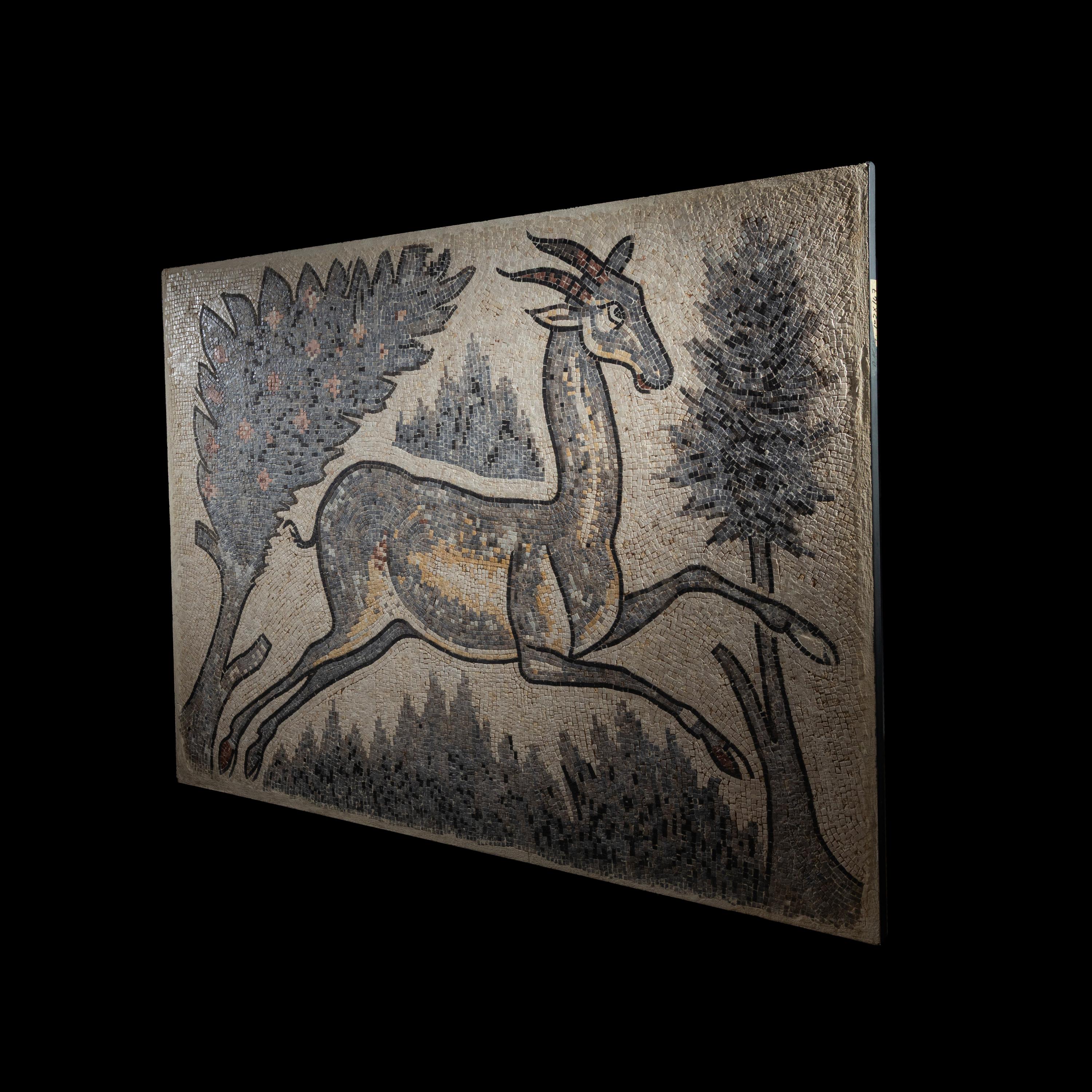A Late Roman Mosaic Panel with a Leaping Ibex