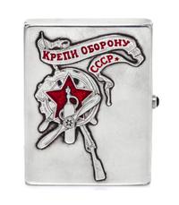 A Russian Silver and Enamel Cigarette Case, Maker's Mark Obscured, Moscow, 20th Century, of rectangular form, the lid decorated with an