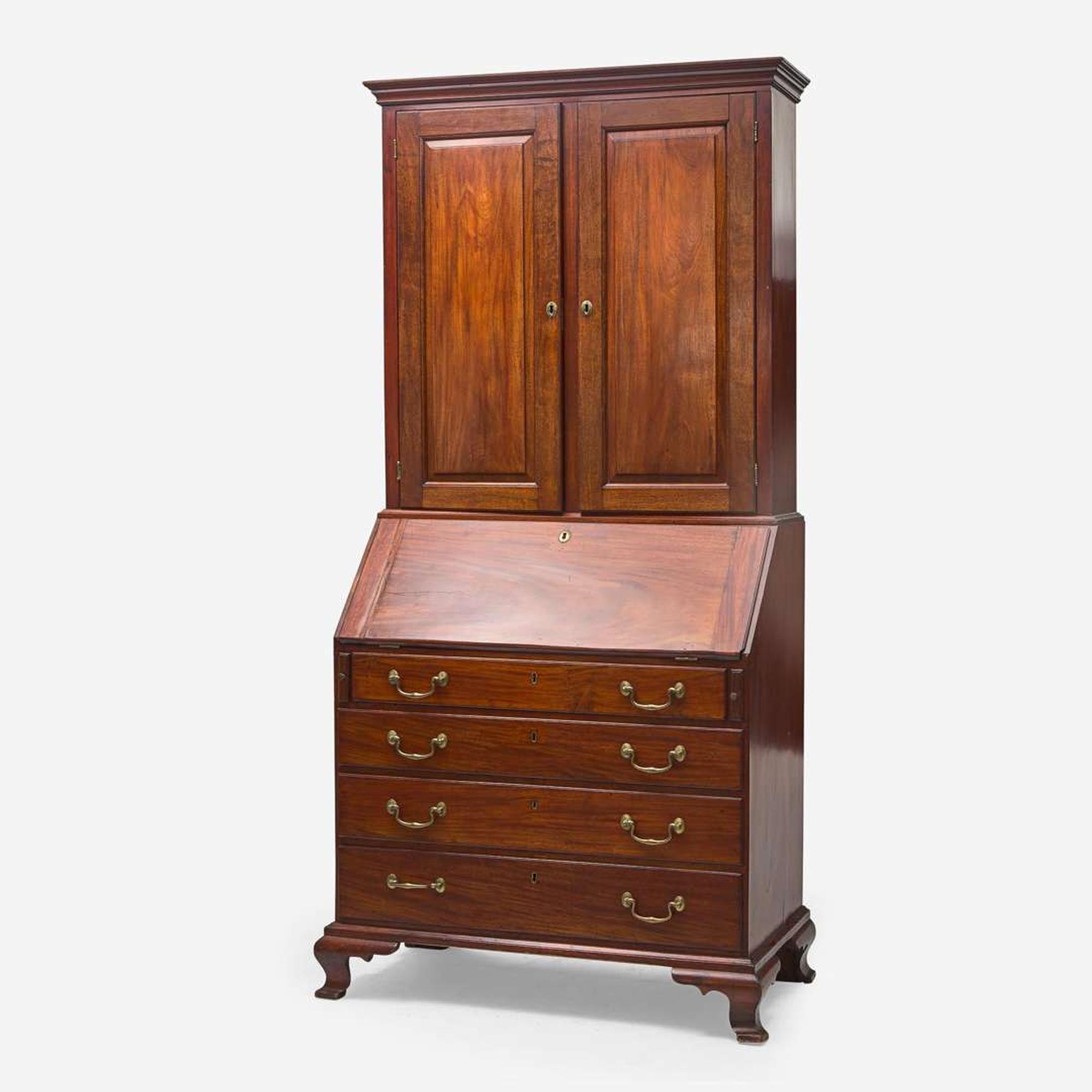 A Chippendale carved mahogany desk and bookcase Possibly Providence, Rhode Island, late 18th century
