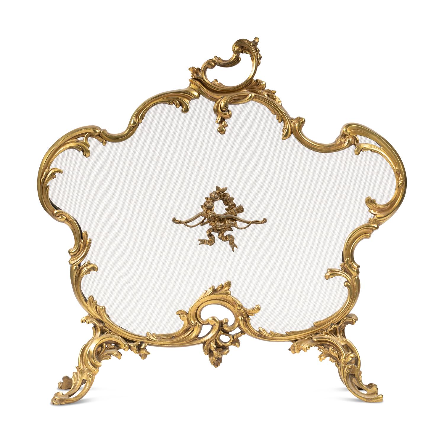 A Louis XV Style Gilt Bronze Fire Screen