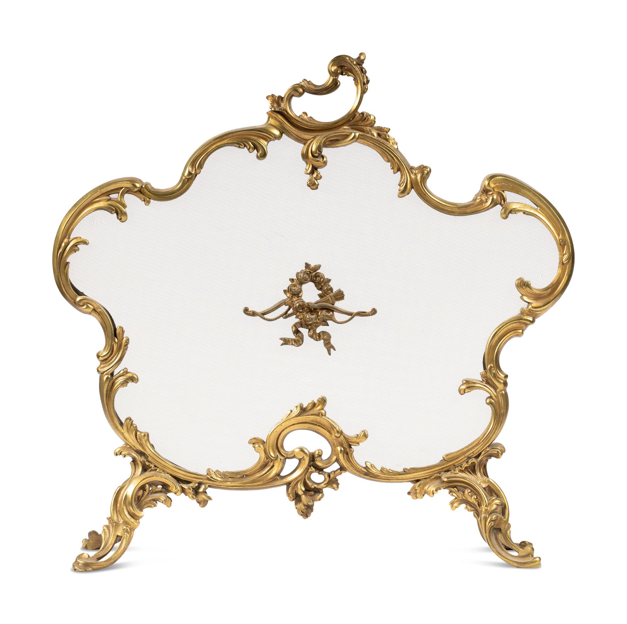 A Louis XV Style Gilt Bronze Fire Screen