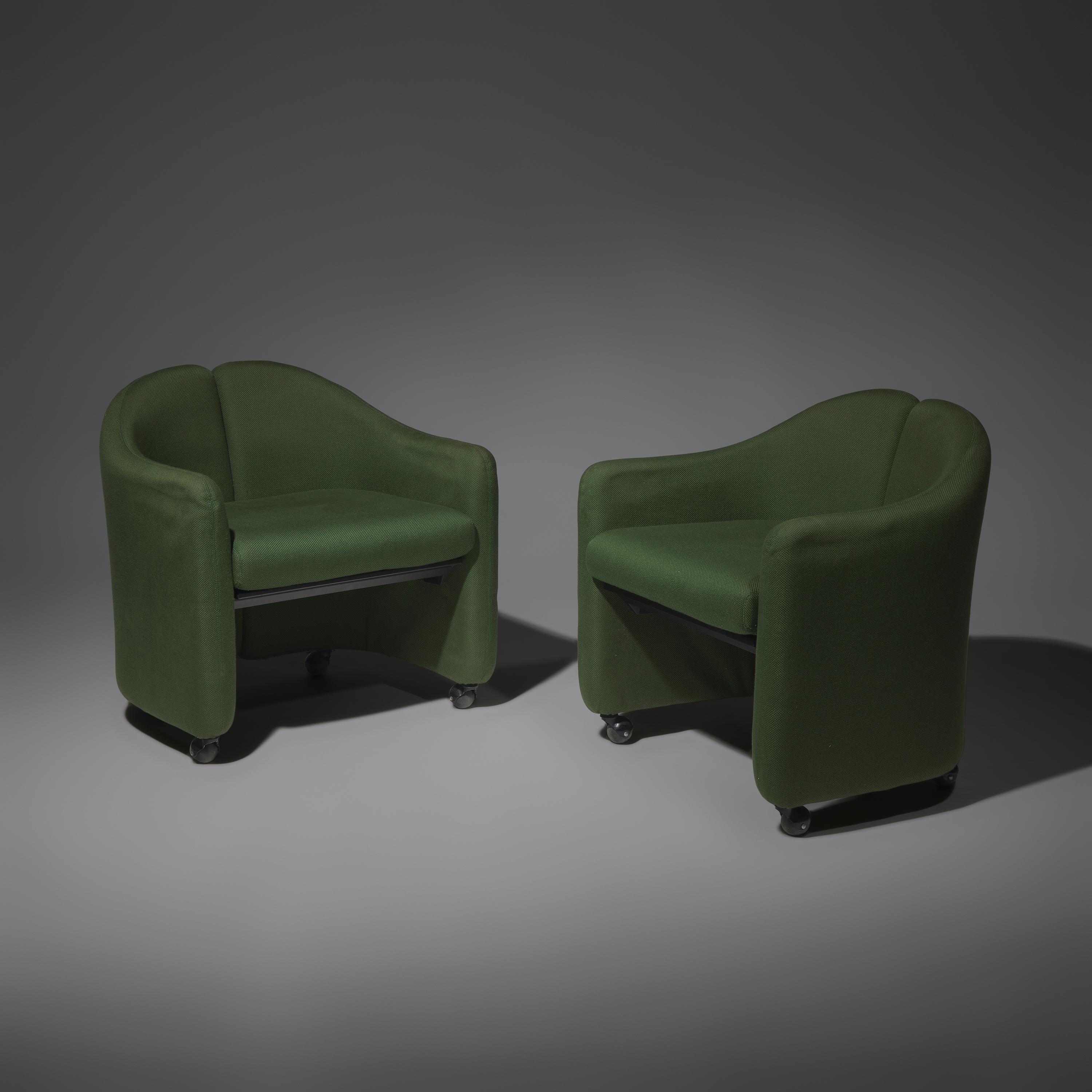 Pair of Italian split-back lounge chairs for Tecno, c. 1960