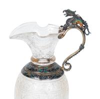 A Viennese Silver, Enamel and Rock Crystal Ewer