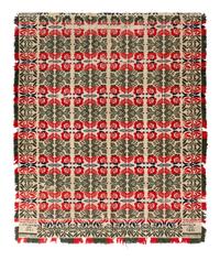 A Jacquard Woven Cotton and Wool Coverlet
