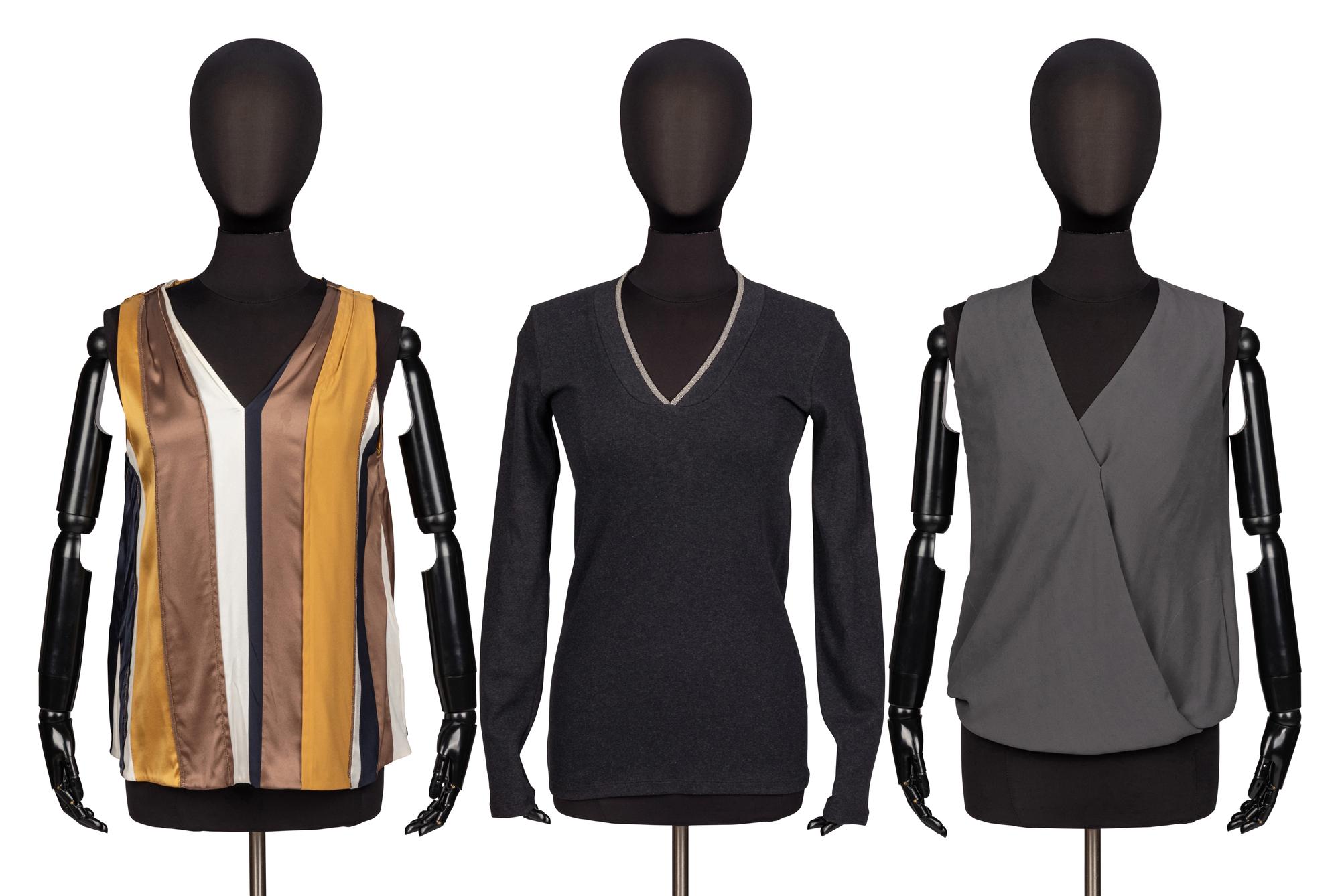 Brunello Cucinelli, Two Silk Blouses & One Knit Top