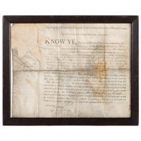 FRANKLIN, Benjamin (1706-1790). Partly printed document signed (“B. Franklin”), as President of the Supreme Executive Council of Pennsylvania, 6 August 1787.