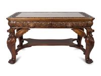 An American Renaissance Carved Mahogany Library Table — Circa 1900