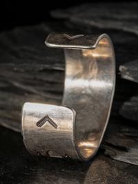 Early Navajo Heavily Stamped Ingot Silver Cuff Bracelet
