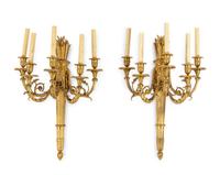 A Pair of Louis XVI Style Five-Light Sconces