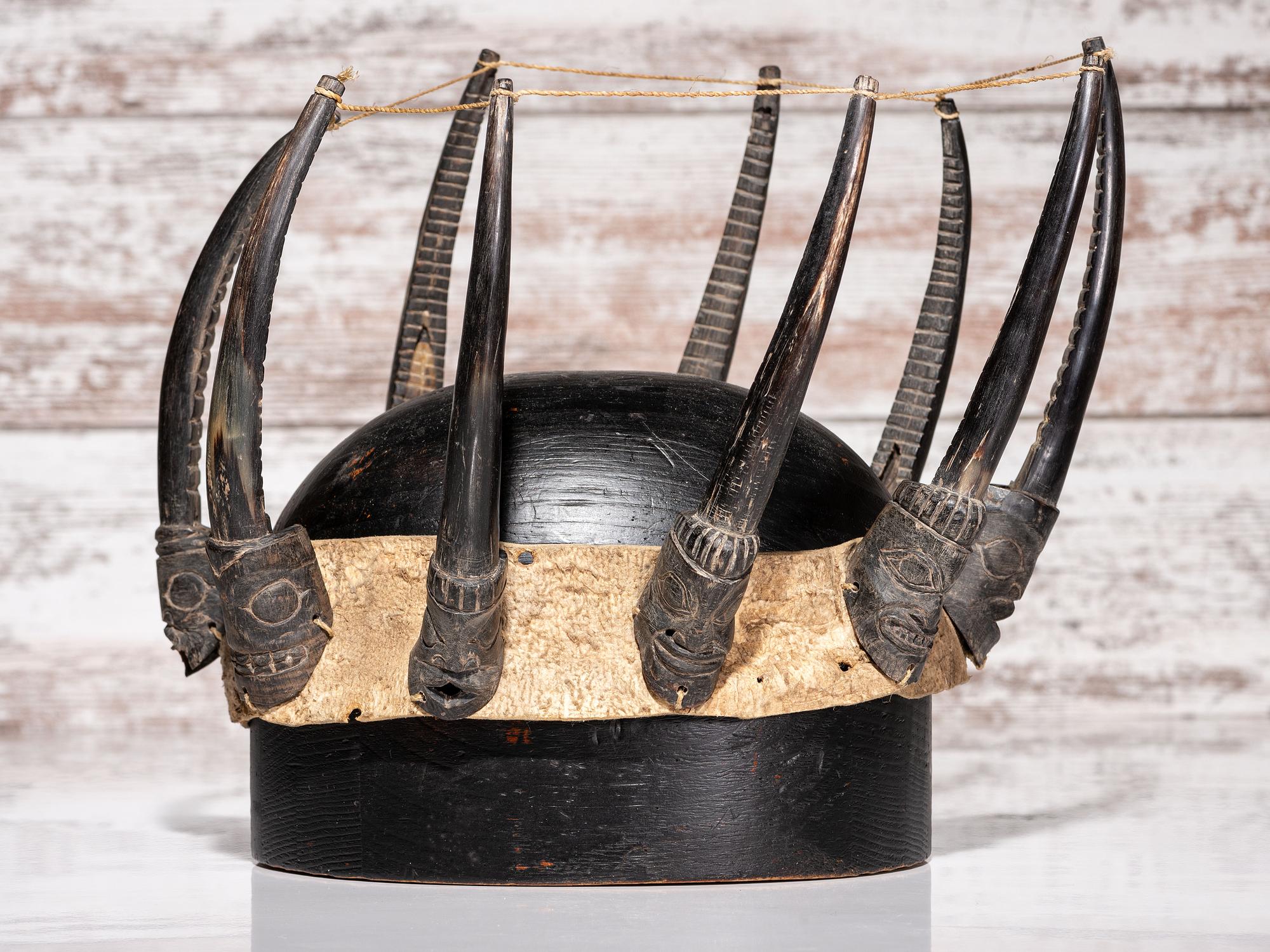 Northwest Coast Carved Mountain Goat Crown