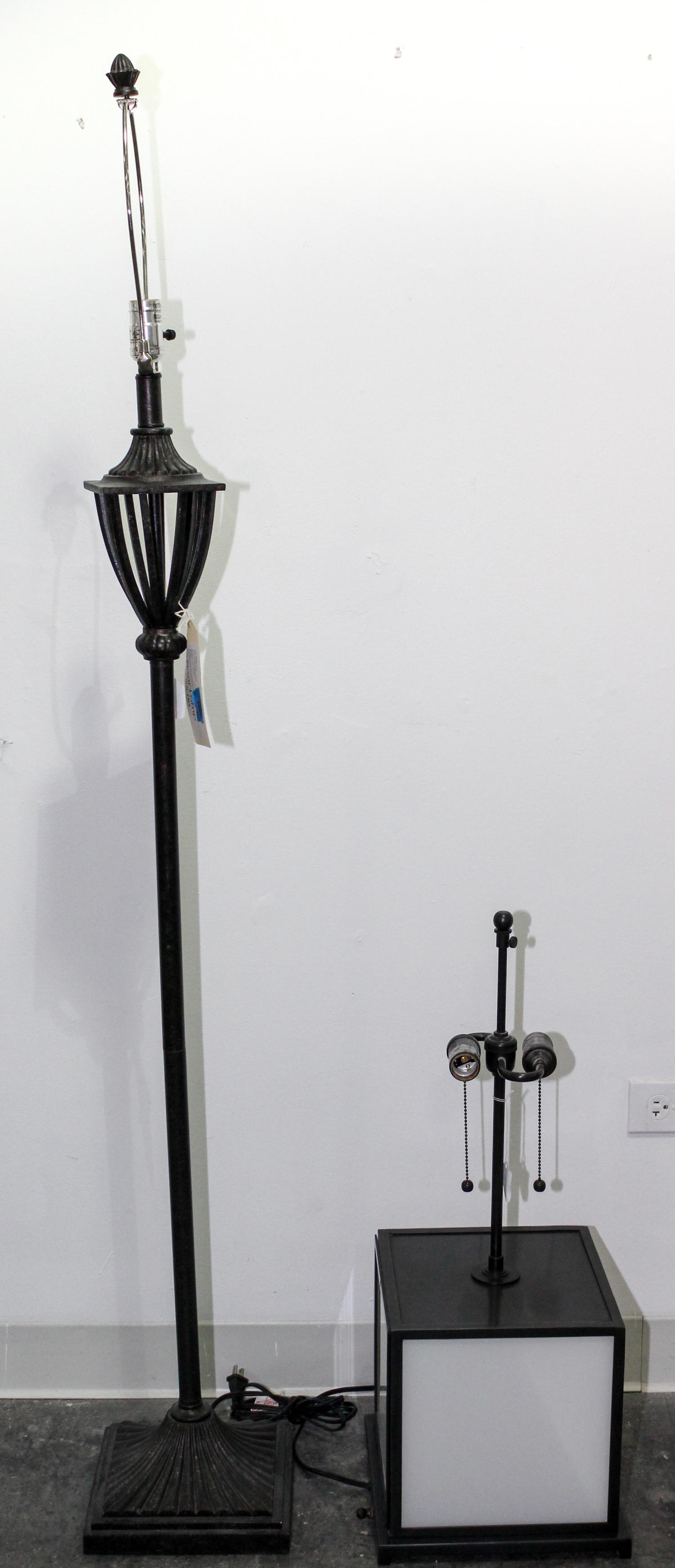 Two Contemporary Lamps Height of first 63 inches.