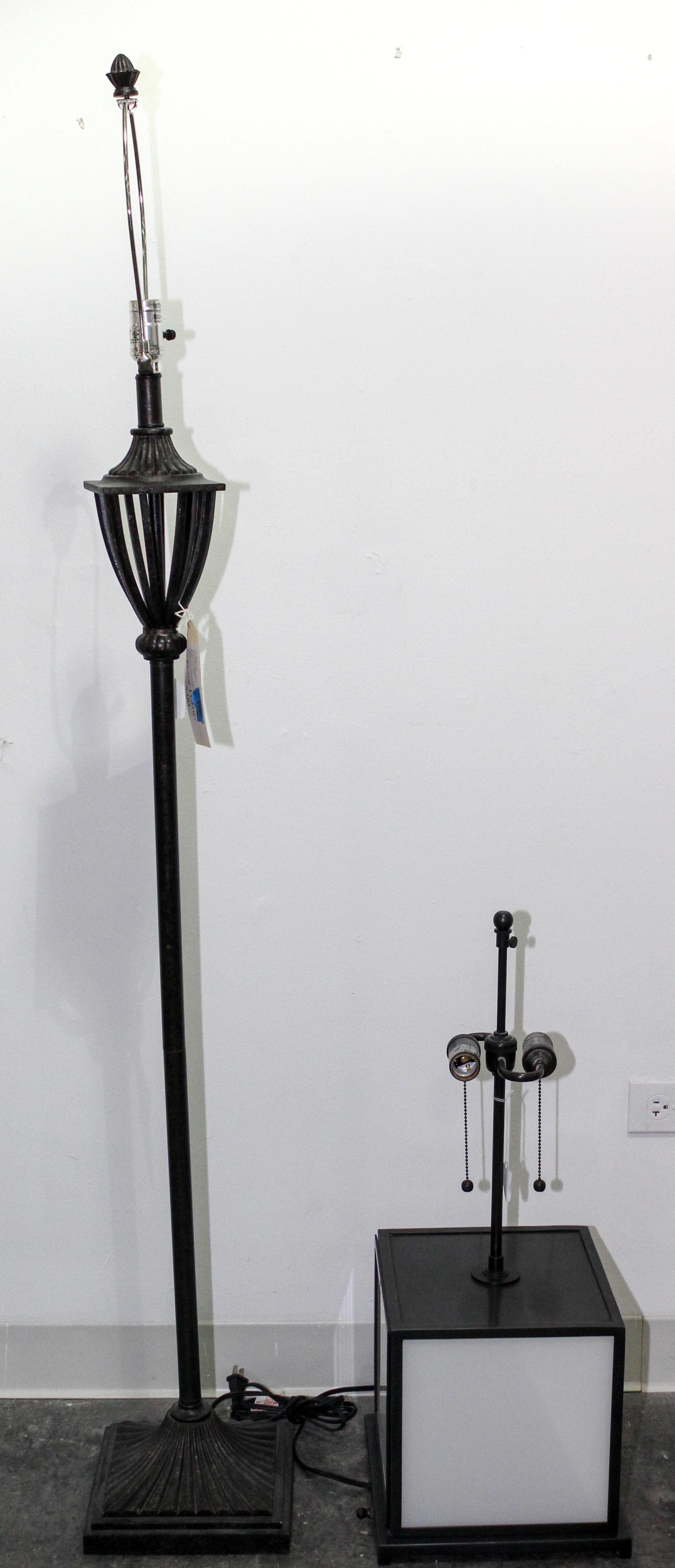 Two Contemporary Lamps Height of first 63 inches.
