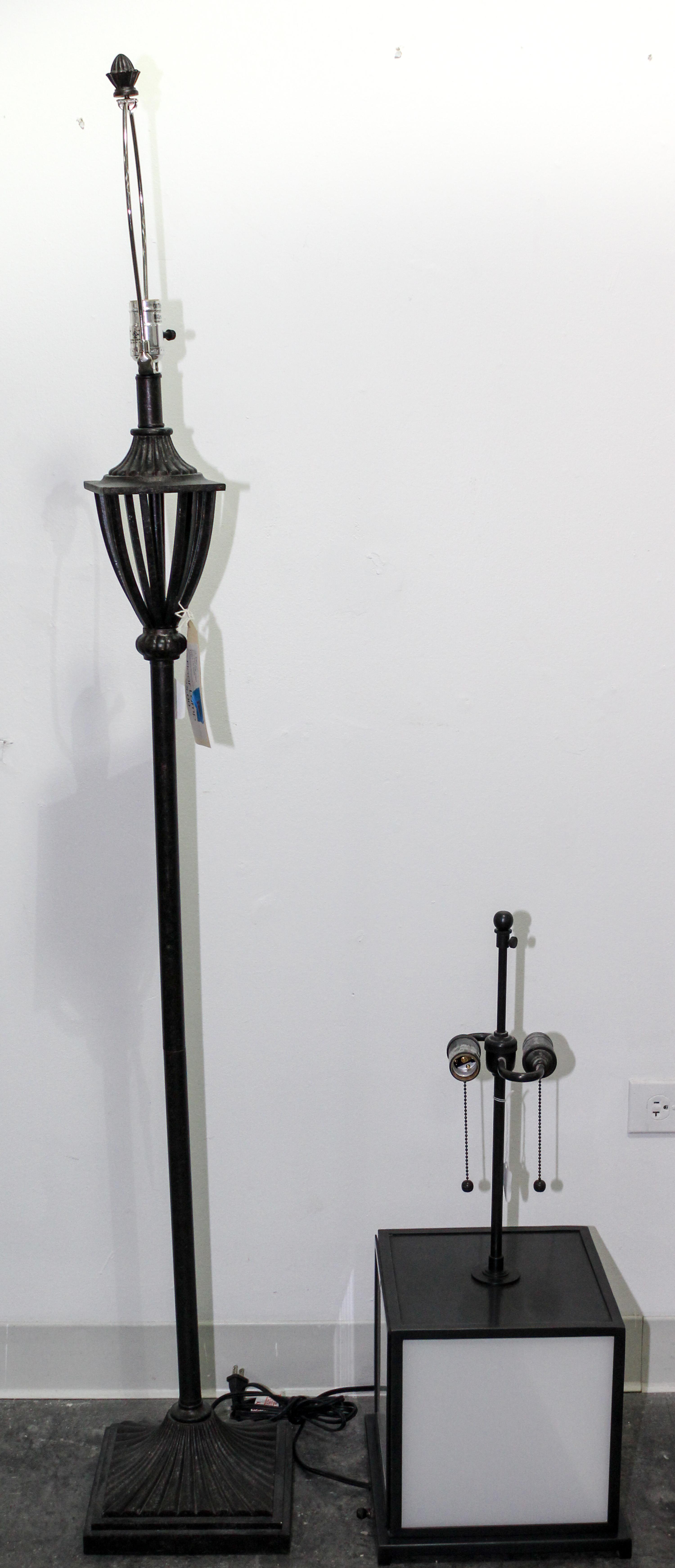 Two Contemporary Lamps Height of first 63 inches.