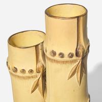 A Wedgwood Encaustic-Decorated Caneware Three-Tube Bamboo-Form Vase UK, circa 1800